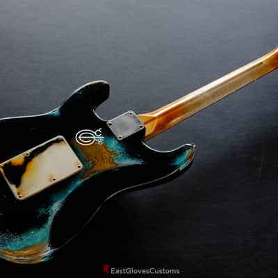 Fender Fender Stratocaster Floyd Rose HSS Black/Blue Inspired by Joe Strummer Aged Heavy Relic Black image 2