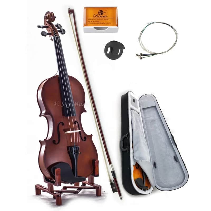 1/16 Size Student Violin Outfit– Solid Wood | Case, Bow & Accessories Included image 1
