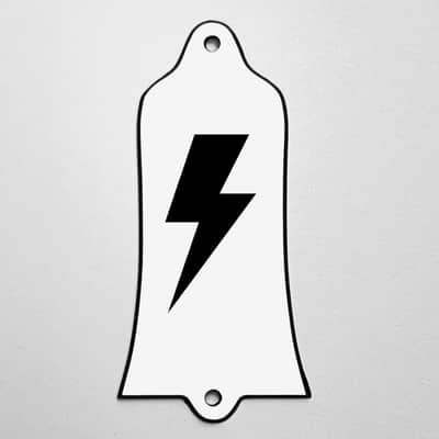 GUITAR TRUSS ROD COVER - Custom Engraved - Fits GIBSON USA - LIGHTNING BOLT - BLACK WHITE image 1