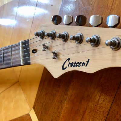 Vintage Crescent Red Sparkle Electric Guitar Stratocaster style image 6