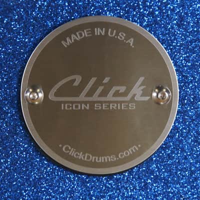 Click Icon 4x14 10ply Maple Snare Drum - Blue Satin Sparkle image 8