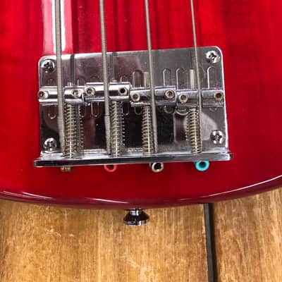 Peavey Milestone IV Fretless Bass Guitar - Transpartent Red image 5