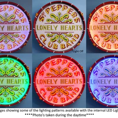 Beatles, Sgt Pepper Display Bass Drum w/ LED Internal Lighting + Remote Control image 3