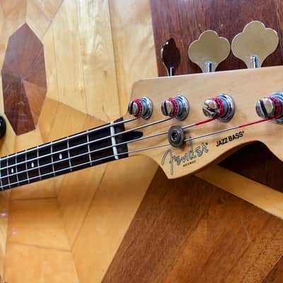 ORIGINAL 1998 FENDER JAZZ ELECTRIC ACTIVE DELUXE SERIES BASS BLACK GUITAR MEXICO image 6