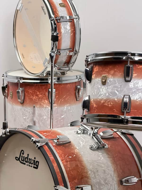 Ludwig 20/12/14/5x14" Classic Maple Downbeat Drum Set w/ Rail - Exclusive Fire Burst Pearl image 1