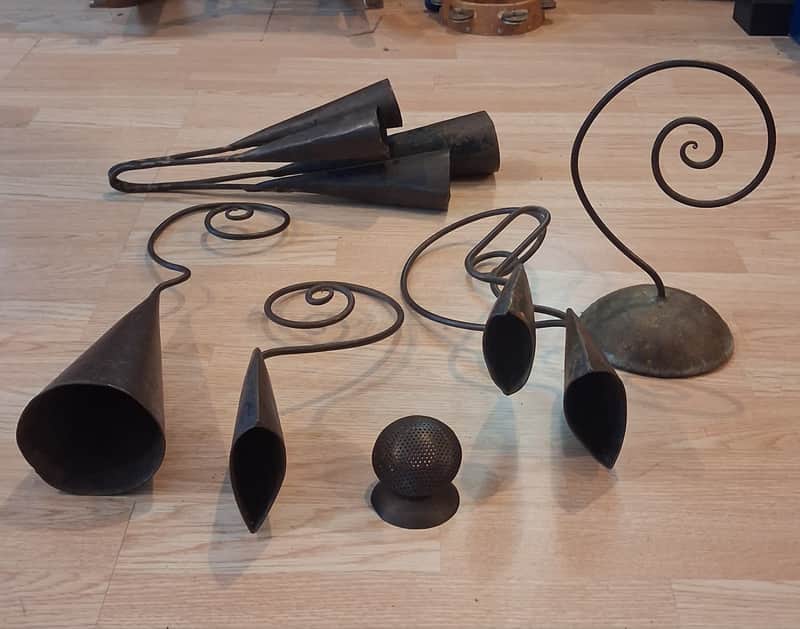 Bill Saragosa Avant-Garde Percussion Lot — 6 pieces Prototypes 1988 - intact; raw steel with age patina. image 1