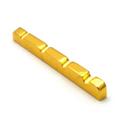 Amuic 42mm Brass Nut for Electric Bass, High Grade 4 Strings Bass Guitar Nut Replacement (42 * 3 * 5.5~4.5mm) image 3