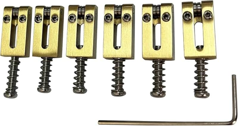 Guitar Bridge Saddles 10.5mm Electric Guitar Brass Saddles for Strat Stratocaster Tele Telecaster 6 String Guitar Tremolo Bridge Saddles Brass (M-shaped) image 1