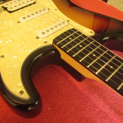 Optek Fretlight 400 Series strat-Style Electric guitar - 3 tone sunburst with cables image 23
