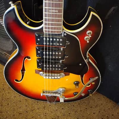 Vintage 60's MIJ Conrad Semi Hollowbody 3 Pickup w/ Trem Case Free Ship! image 3