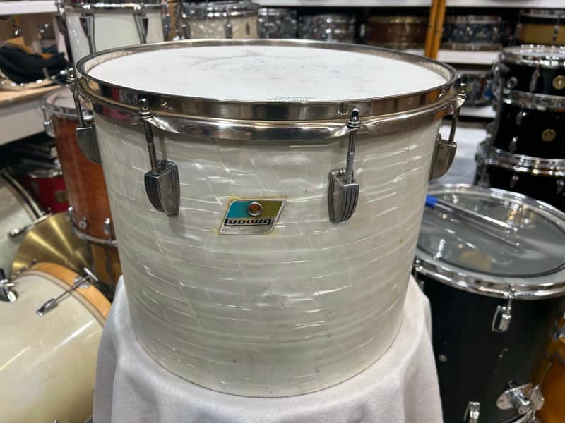 Ludwig 12" deep X 15" head Concert Tom (314-354) 70's - White Marine Pearl / Nickel Plated image 1
