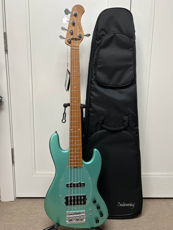 Sadowsky MetroExpress 21 Fret Vintage M/J Bass 5 String Maple Fretboard - Sage Green Metallic image 1