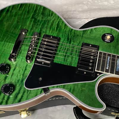 NEW! Gibson Dealer Select Custom Shop Les Paul Custom AAA Figured Flame Top - Transparent Green / Natural Back - Authorized Dealer - WOW! Only 8.7 lbs - G07689 image 2