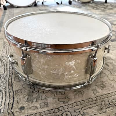Vintage White Marine Pearl 14" x 5" - 6 Lug - MIJ Stencil Snare Drum (1960's - 1970's) image 5