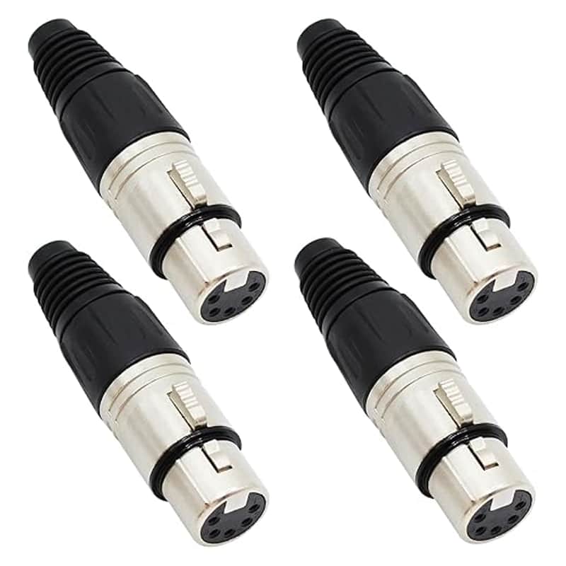 5-Pin XLR Cable Connector XLR 5 Pin Female Plug Connector Mic Cable Plug Audio Adapter for Microphone,Mixers,4 Pack image 1