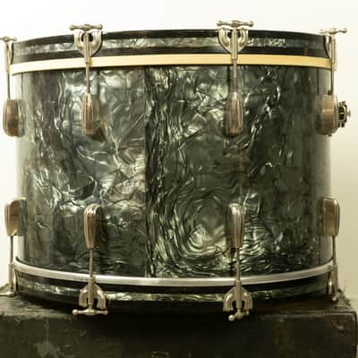 1950s Slingerland 14x22 Black Diamond Pearl Radio King Bass Drum image 6