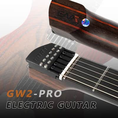 Eart GW2-Pro Headless Electric Guitar, Roasted Ash Body,24F Rounded Ends Jumbo Stainless Steel image 3