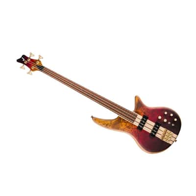 Jackson Pro Series Spectra Bass SBP IV 4-String Right-Handed Bass Guitar with Multi-Laminated Body and Caramelized Jatoba Fingerboard (Amber Flame) image 5