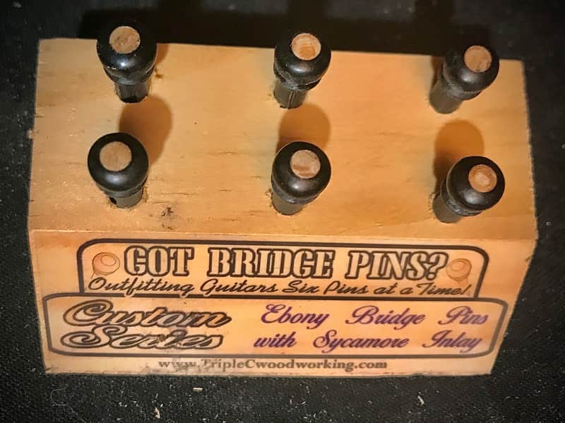 Got Bridge Pins? Ebony Bridge Pins with Sycamore Inlays image 1