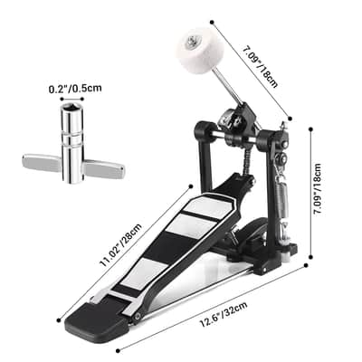 Single Kick Bass Drum Pedal, Kick Drum Pedal Come With Classic Felt Beater Stick & Key For Foot Percussion Set Instrument, Single-Chain Heavy-Duty For Beginner & Pro Drummers image 7