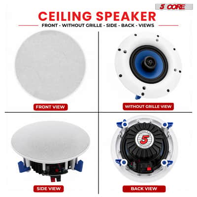 5 Core 8 Inch In-Ceiling In-Wall Speaker 500W 2-Way Pair Flush Mount House Home Theater Speakers image 9