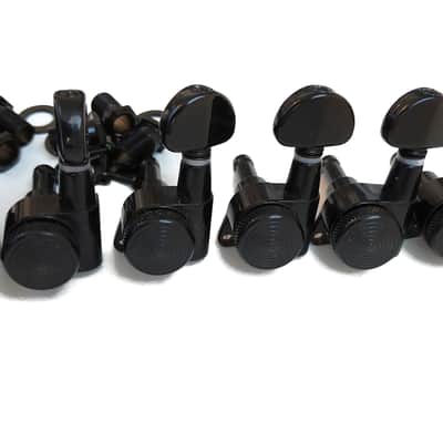6 in line Black JinHo LEFTY locking Machine head, kidney bean buttons Bild 2