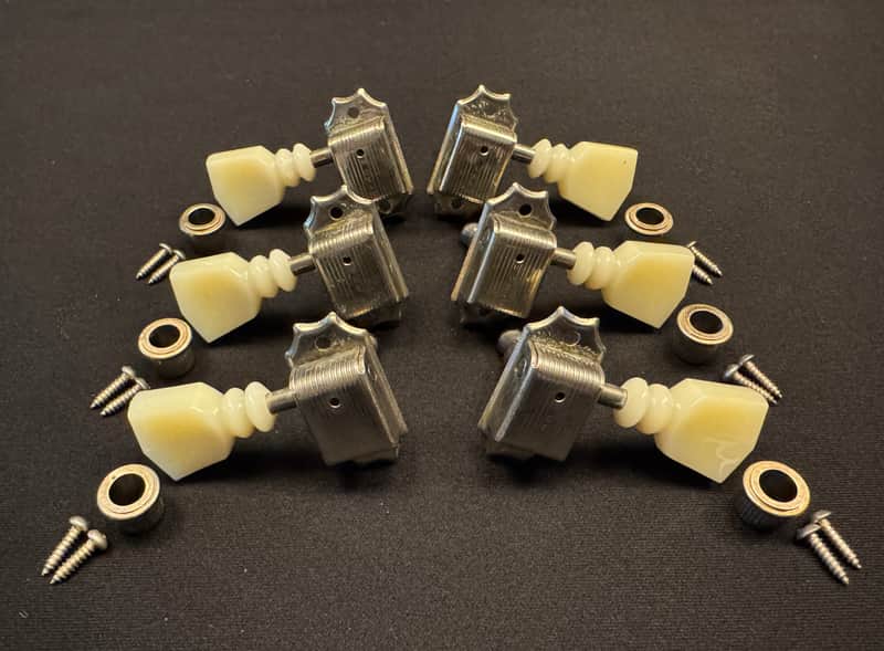 Gibson Historic Custom Shop Kluson LIGHT AGED Relic Nickel Single Line Double Ring 1960 R0 KD-3-NPKDRSL 3x3 Guitar Tuning Machines image 1