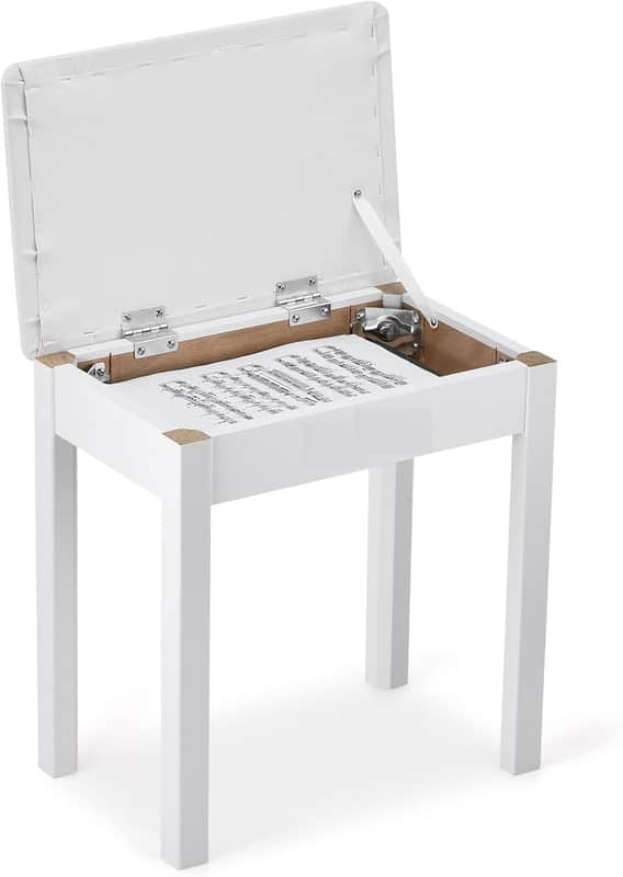 Piano Bench Keyboard Bench with Padded Cushion Compartment for Music Books Vanity Stool Wooden Table Stool Dressing Piano Chair Seat Single with Storage White image 1