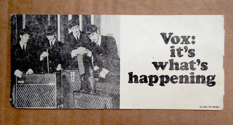 Vox Beatle Guitar or Bass Warranty Card Hang Tag 1965-1970 image 1