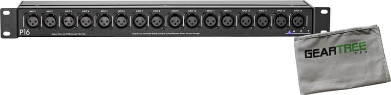 ART P16 Sixteen Channel XLR Balanced Patch Bay 1U w/ Microfiber Geartree Cloth image 1