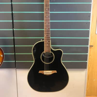 Vintage Synergy Series VR6BK Gloss Black Bowlback Electro Acoustic Guitar image 1