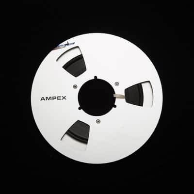 Ampex 10.5" Metal Reel (1980 - 1990) Brushed Aluminum, with random reel to reel 1/4" tape image 2