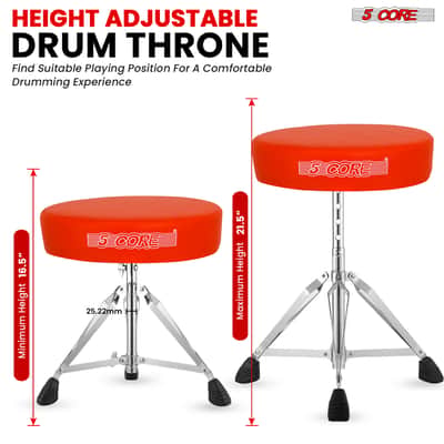 5 Core Drum Throne 3" Padded Drum Seat Height Adjustable Drumming Chair for Practice and Performance image 4