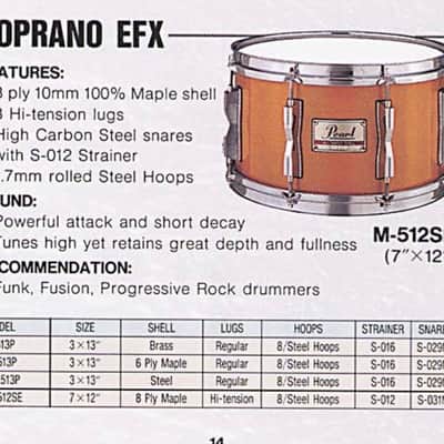 Pearl M-512SE Soprano snare 12x7” 1993 - Sequoia red image 13