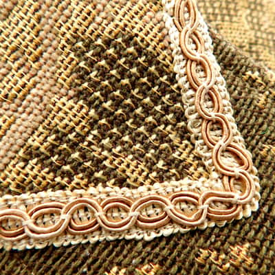 Custom Length Tapestry Guitar Strap Artisan Handmade Forest Green Tan Ecru Tapestry One of a Kind image 4