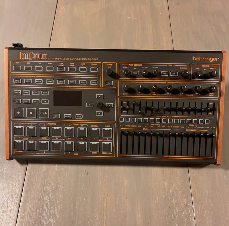 Behringer LM Drum Hybrid 8/12-Bit Sampling Drum Machine 2025 - Present - Black with Wood Sides image 1