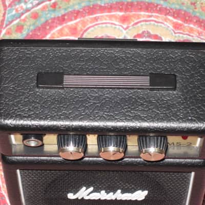 lite used Marshall MS-2, 1-watt battery powered Micro Stack Portable Amp Black, +Battery (can be powered w/ adapter, NOT included) H: 5.51", W: 4.33", D: 2.36", Volume, Tone, Clean/OD - Input Jack & 1/4" Headphone Jack, Belt Clip (MISSING battery cover) image 13