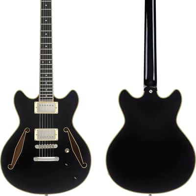 D'Angelico Excel Mini DC Tour Semi-hollowbody Electric Guitar - Solid Black Finish image 6