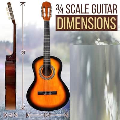 36'' -Inch 6-String Classic Guitar - 3/4 Size Scale Guitar (Sunburst) image 2