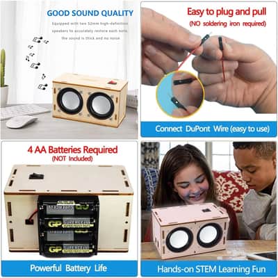 DIY Bluetooth Speaker Kit for Kids & Adults | Build-Your-Own Wooden Stereo Speaker STEM Project image 3