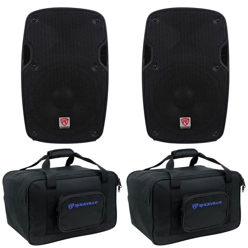 (2) Rockville SPG88 8" 800w DJ PA Speakers Lightweight Cabinets 8-Ohm+bags image 1