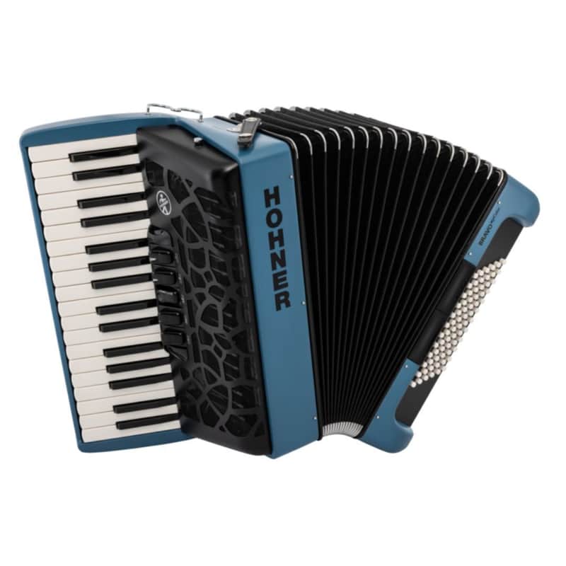 Hohner BRAVO MyColor III 72 Lightweight Chromatic Piano Key Accordion with Gig Bag and Adjustable Strap (Water - Dark Blue) image 1