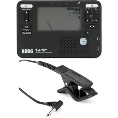Korg TM-70 Tuner and Metronome with Contact Mic - Black image 1