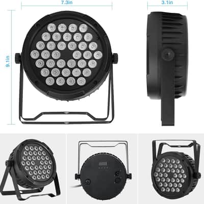 LED Stage Par Lights - 36W RGB Color DJ Par Can Lights 2 Pack Sound Activated with Remote DMX Control Uplights for Events Wedding Party Christmas Halloween Music Dance Live Shows Church and Club image 4