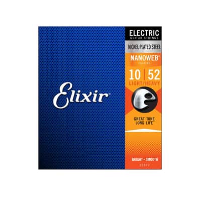 Elixir 6 String Electric Guitar Strings, Light Top Heavy Bottom, Nanoweb Coating 12077 (.010 - .052) image 1
