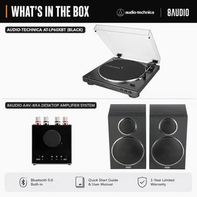 Audio-Technica AT-LP60XBT Turntable with Desktop Amplifier System Bundle image 2