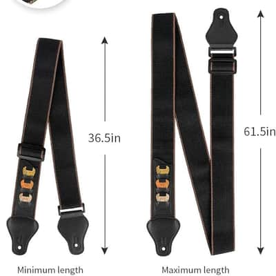 Guitar Strap, 100% Soft Cotton Guitar Straps With 3 Pick Holders For Bass, Electric & Acoustic Guitar (Black) image 3
