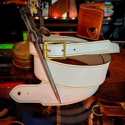 White Wolf - Handmade and hand stitched leather guitar strap [SOLD, MORE MADE TO ORDER] image 9