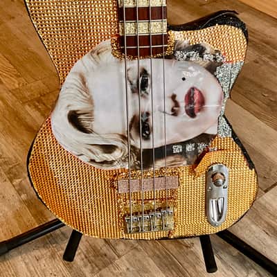 4-String Bass Guitar - Black & Gold Sparkle image 2