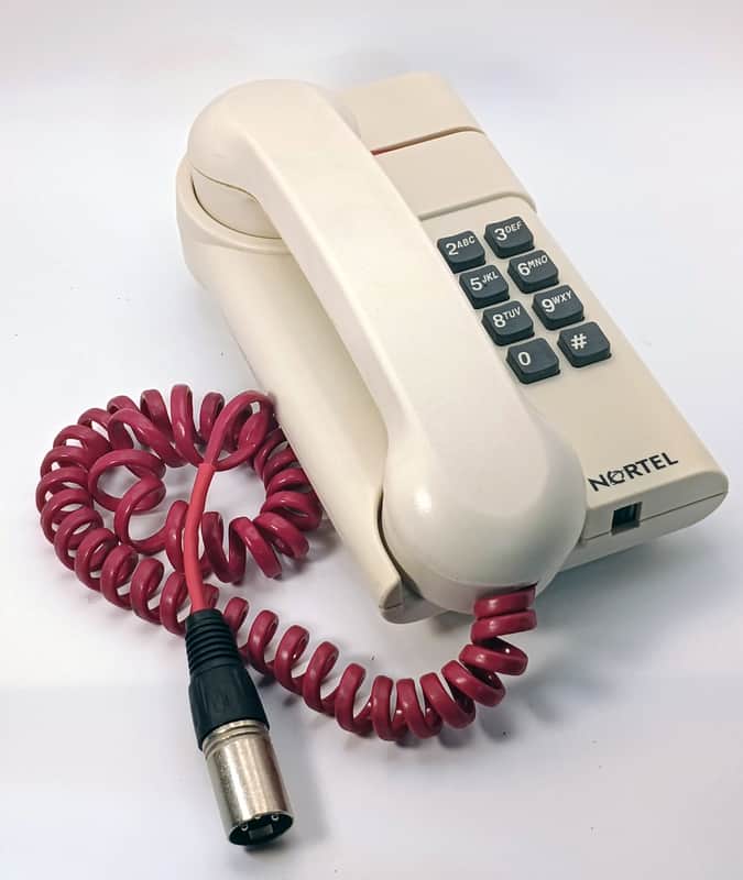 Custom Lo-Fi Telephone Microphone - Nortel Harmony 1990’s Phone Mic - White/Red w/ Base image 1